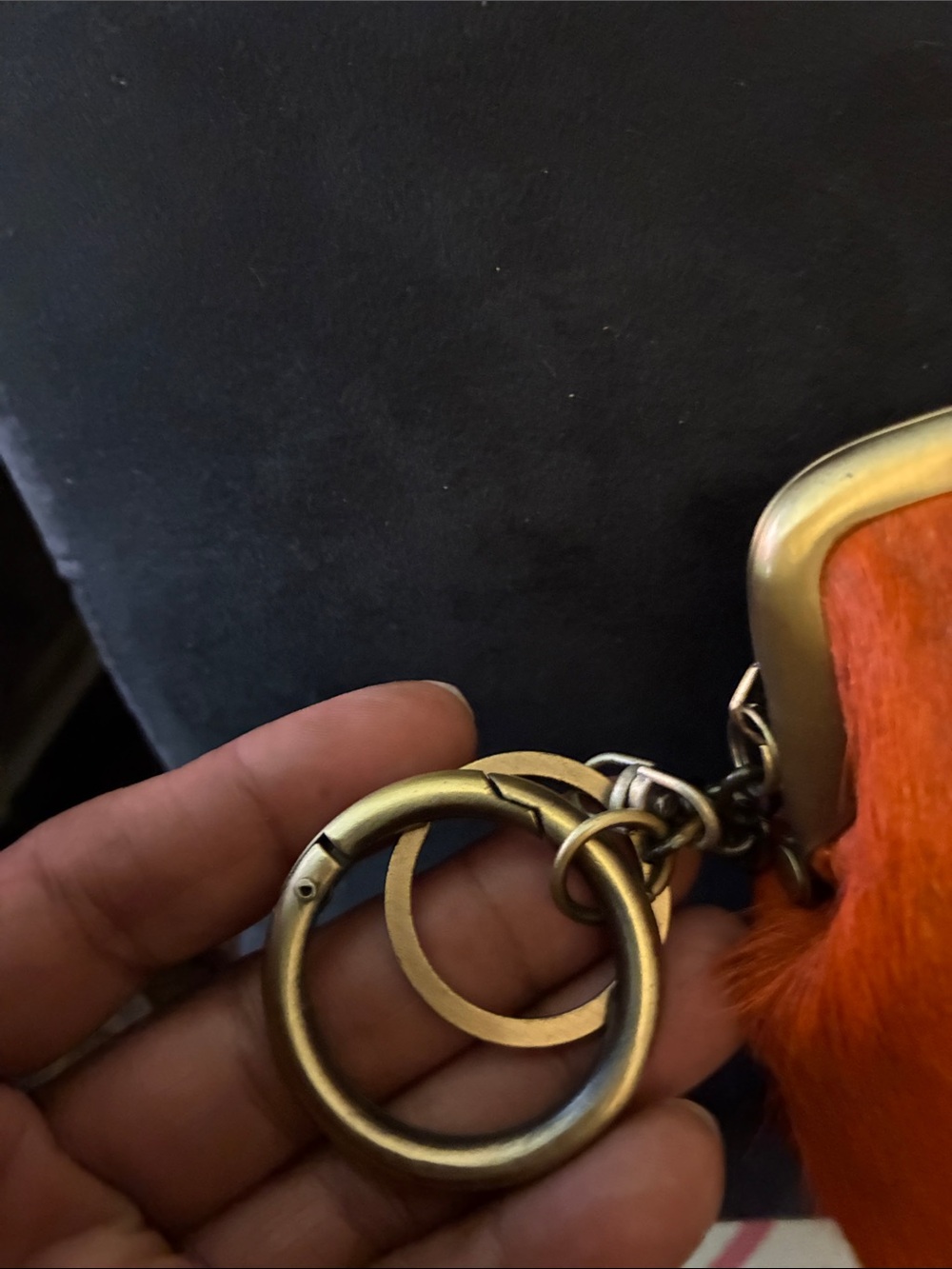 Patricia Nash “Borse” style cognac Brown Leather Kiss-Lock Coin Purse w/Keyring - Picture 7 of 10
